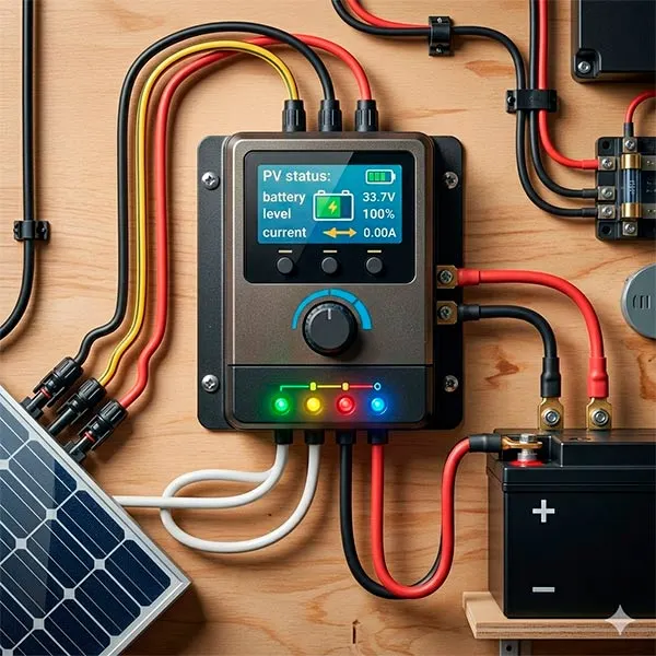 controlador de carga solar en sistema fotovoltaico